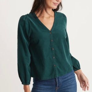 Marine Layer Corduroy Colette Green Top